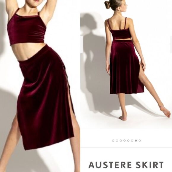 The Line up solo dance costume 2 piece velvet teal rhinestone Austere skirt MA - Picture 13 of 13